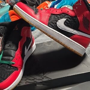 Red and Black High-Top Sneakers